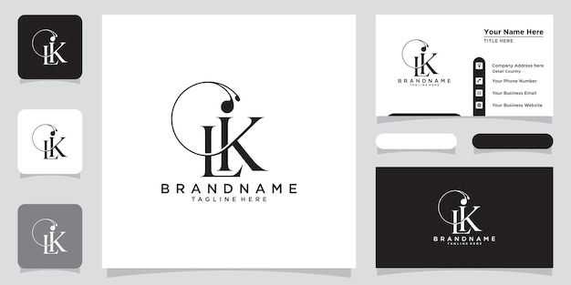 Anfangsbuchstabe LK-Logo-Designvorlage mit Visitenkartendesign Premium-Vektor