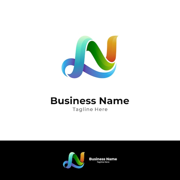Anfangsbuchstabe n logo-designvorlage mit farbverlaufsstil