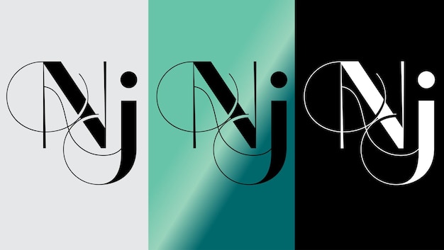 Anfangsbuchstabe nj logo design kreatives modernes symbol symbol monogramm