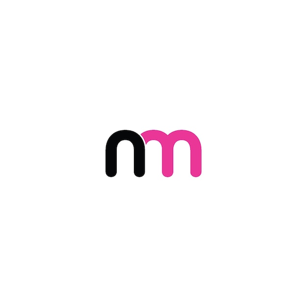 Anfangsbuchstabe nm verknüpftes rundes kleinbuchstaben-logo schwarz rosa vektor