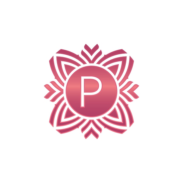 Vektor anfangsbuchstabe p zierblumen-emblem-logo