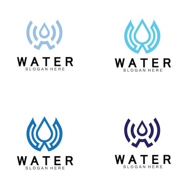 Vektor anfangsbuchstabe w drop water mineral aqua liquid oil blue modernes logo-design