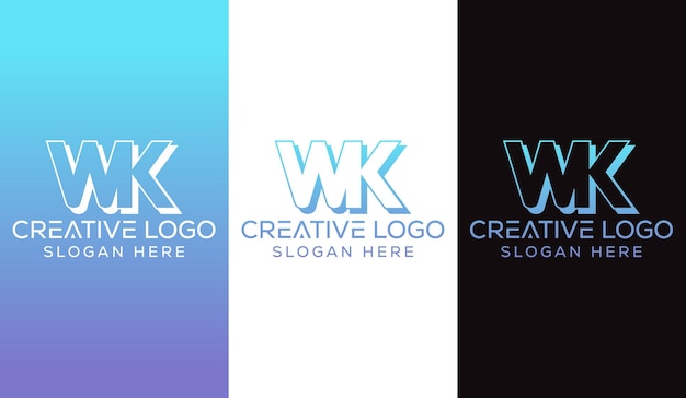 Vektor anfangsbuchstabe wk logo design monogramm kreatives modernes zeichen symbol symbol