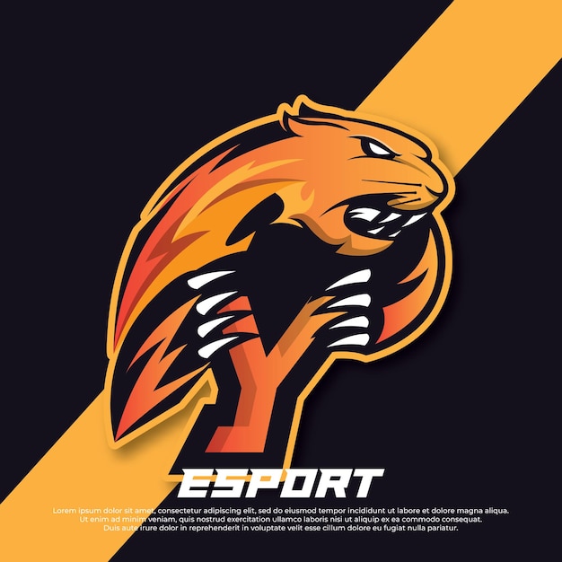 Anfangsbuchstabe Y-Logo-Esport-Design Panther-Esport-Logo-Design Tiger-Maskottchen-Sport-Logo-Design