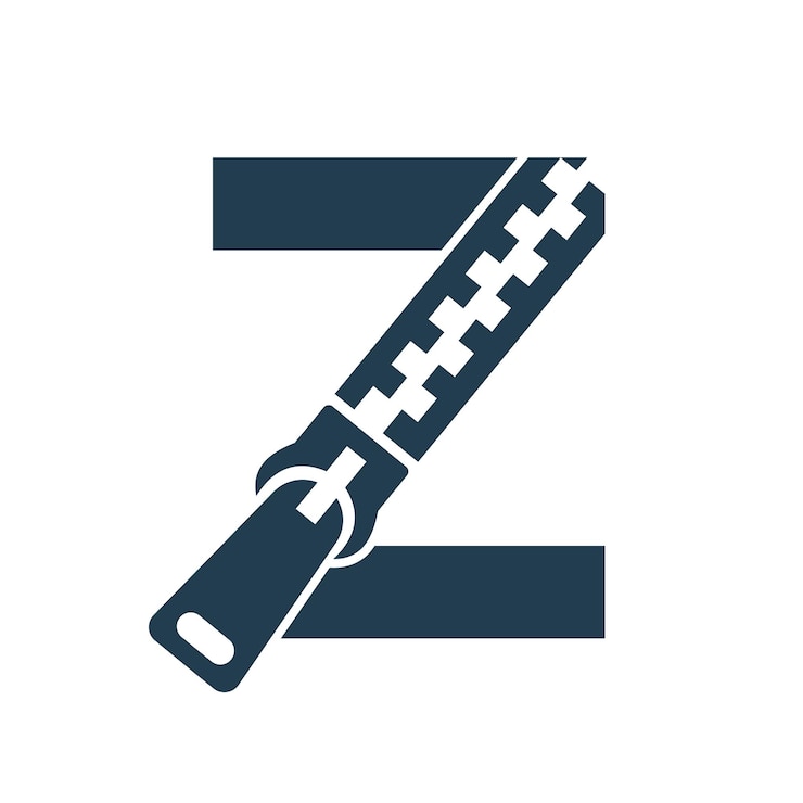 Vektor anfangsbuchstabe z zipper logo für modische stoffstickerei und textilsymbol identitätsvorlage