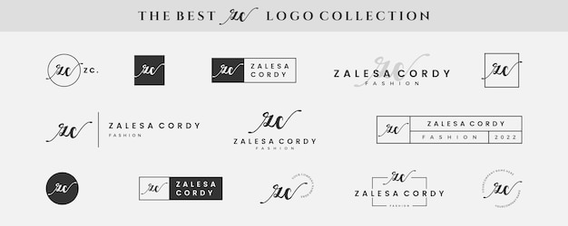 Anfangsbuchstabe ZC Z-Logo-Monogramm auf Schwarz für Beauty-Fashion-Fotografie-Design-Kollektion