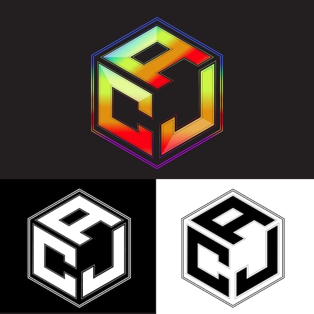 Vektor anfangsbuchstaben acj polygon logo design vektorbild
