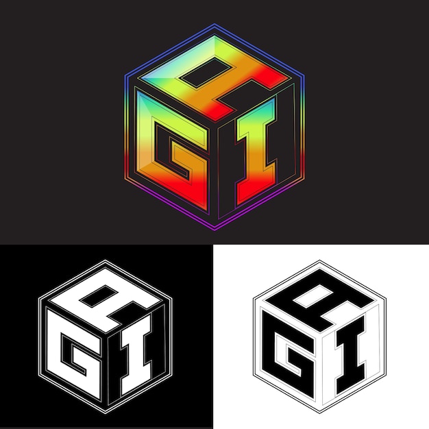 Anfangsbuchstaben Agi Polygon Logo Design Vektorbild
