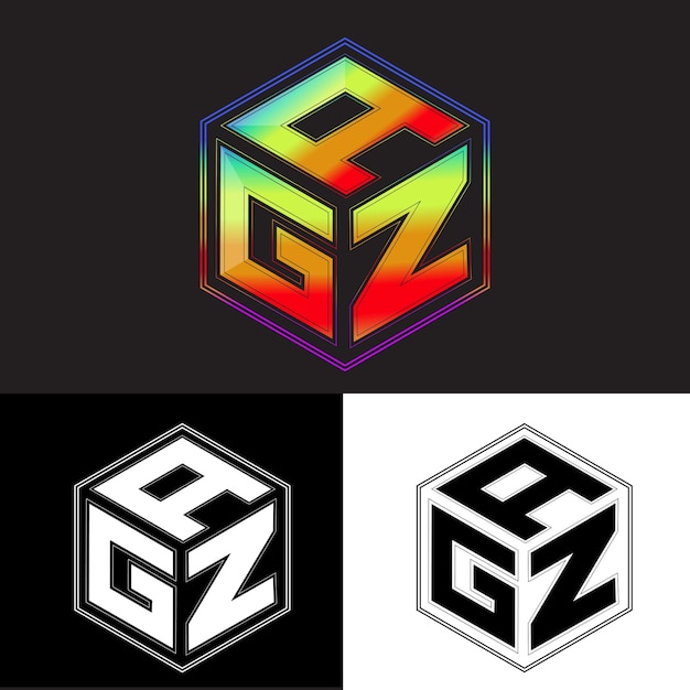 Vektor anfangsbuchstaben agz polygon logo design vektorbild