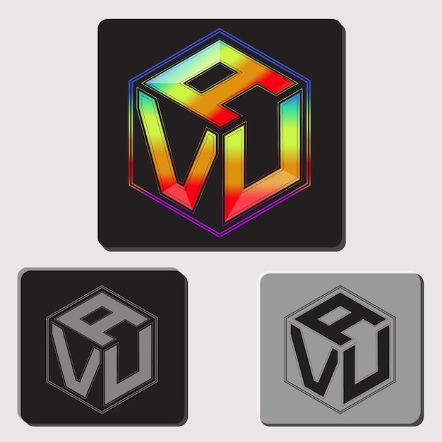 Anfangsbuchstaben avu Polygon-Logo-Design-Vektorbild