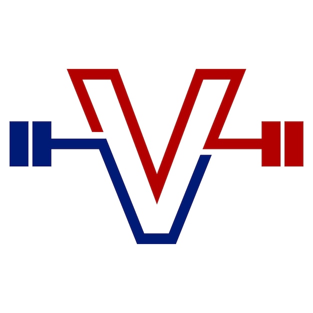 Vektor anfangsbuchstaben-logo mit barbell-symbol für grafik- und webdesign