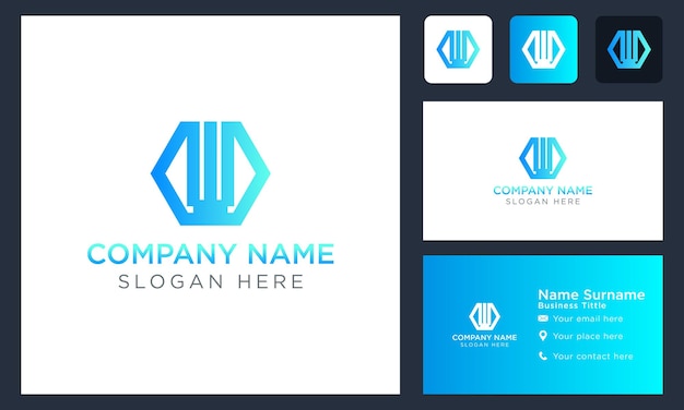 Anfangssechseck w blaues modernes logo-design logo-vorlage vektor-illustration isoliertes design und business-branding