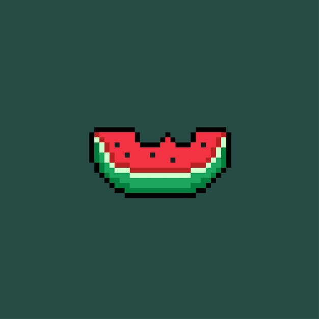 Angebissene wassermelone im pixel-art-stil