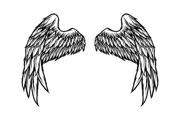 Angel wings line art design