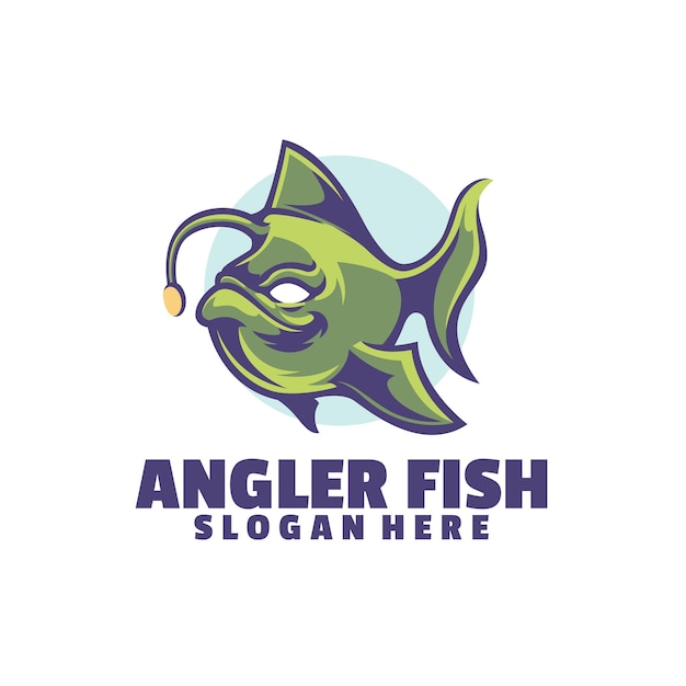 Angler fish logo auf der suche nach beute