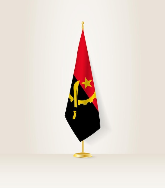 Angola-flagge auf einem fahnenständer