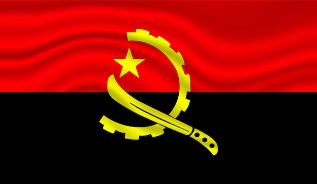 Angola Nationalflagge 3D winkende Vektorillustration