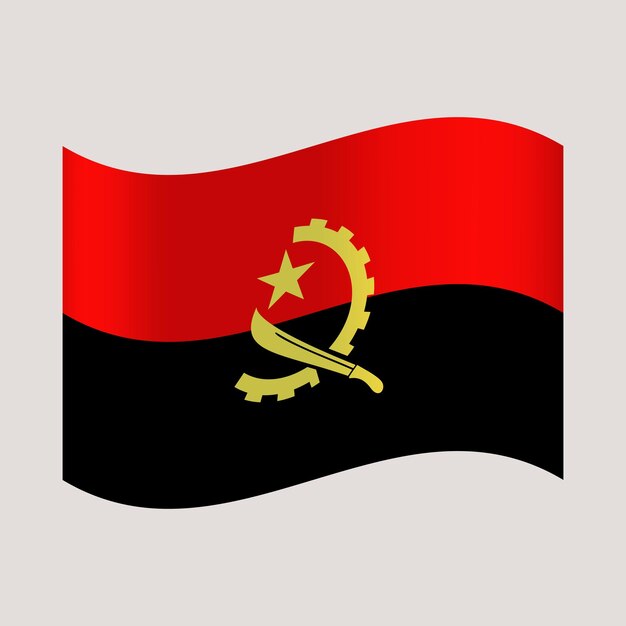 Angolanische Wellenflagge Vektorillustration Nationalflagge isoliert auf hellem Hintergrund