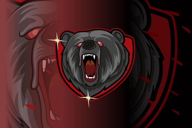 Angry bär brüllen e-sport team logo vorlage