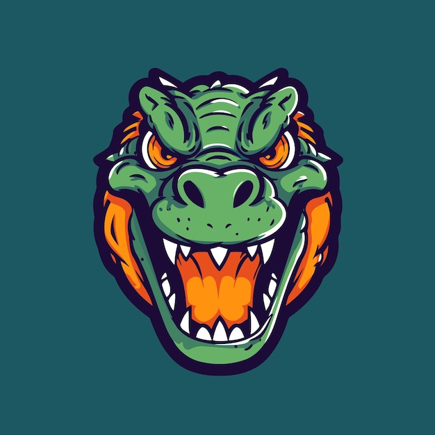 Vektor angry crocodile maskottchen-logo vektor-illustration eines wilden tieres