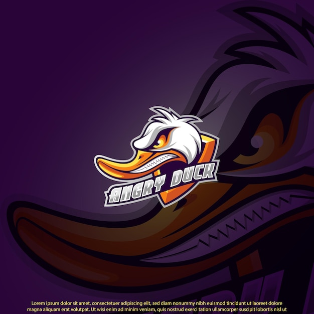 Angry duck maskottchen logo design gute verwendung für symbol identyti emblem abzeichen club team gaming esport