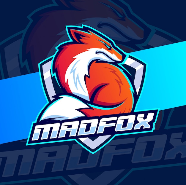 Angry fox maskottchen esport logo