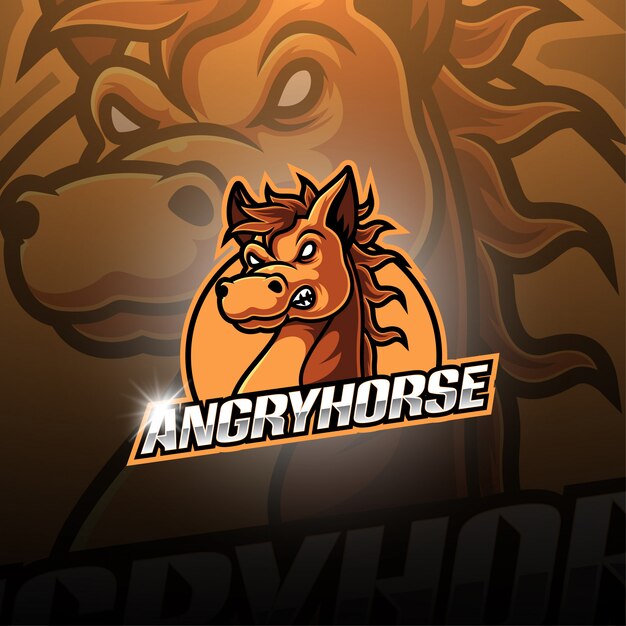 Angry Horse Esport Maskottchen Logo Design