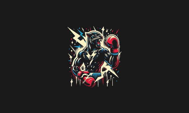 Vektor angry panther boxing lightning vector artwork design