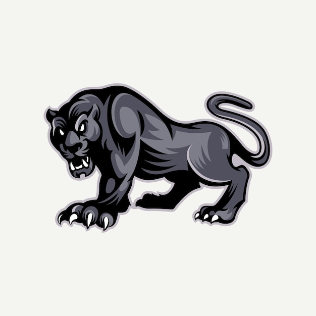 Vektor angry panther retro-illustration maskottchen