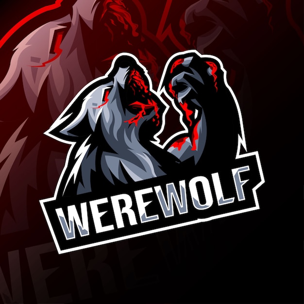 Angry werwolf maskottchen logo esport vorlage