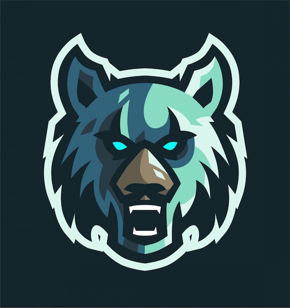 Angry wolf maskottchen gaming logo