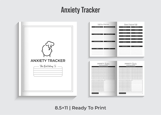 Vektor angst-tracker-logbuch angst-tracker-notizbuch-premium-vektor