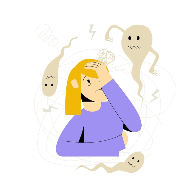 Angstkonzeptillustration, psychische Störungen, trauriges, verzweifeltes flaches Vektordesign