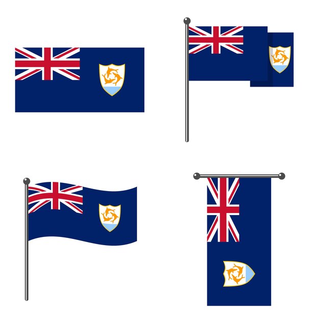 Anguilla-Flagge offizielle Farbe und Maßstab digitales Vektor-Illustrationsdesign Schwingende Flagge Hängende Flagge