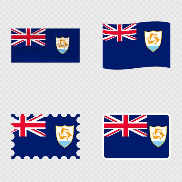 Anguilla-Nationalflagge in vier verschiedenen Stilen