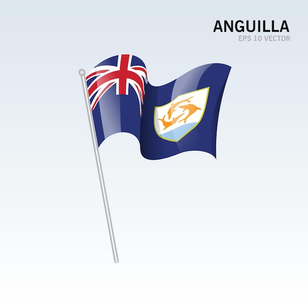 Anguilla wehende Flagge isoliert auf grau