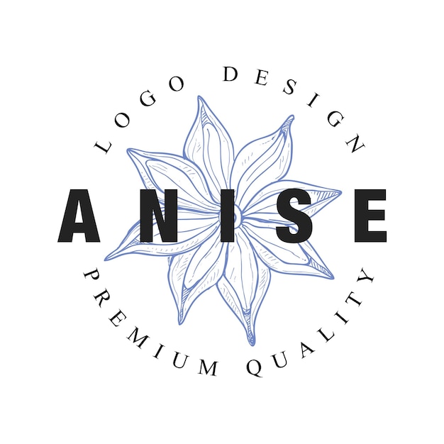 Vektor anicse-logo-design premium-qualität kulinarische würzige kräuter emblem vektor illustration isoliert auf weißem hintergrund