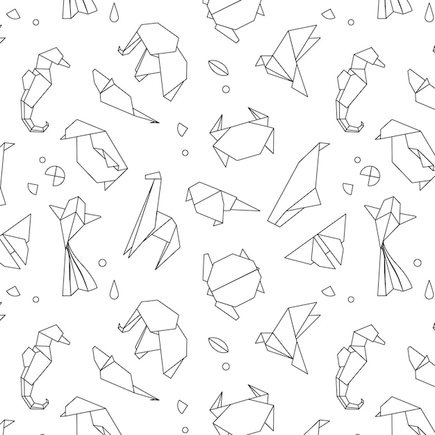 Animals origami muster linien