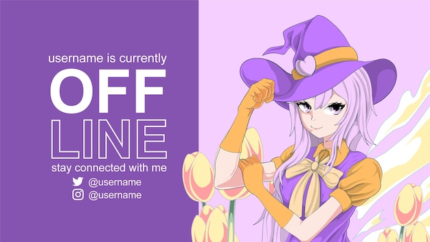 Vektor anime-illustration-offline-banner für twitch