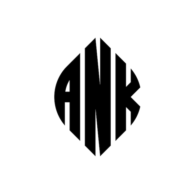 Vektor ank kreisbuchstaben-logo-design mit kreis- und ellipseform ank ellipse-buchstaben mit typografischem stil die drei initialen bilden ein kreis-logo ank kreise-emblem abstract monogramm buchstaben-marke vektor