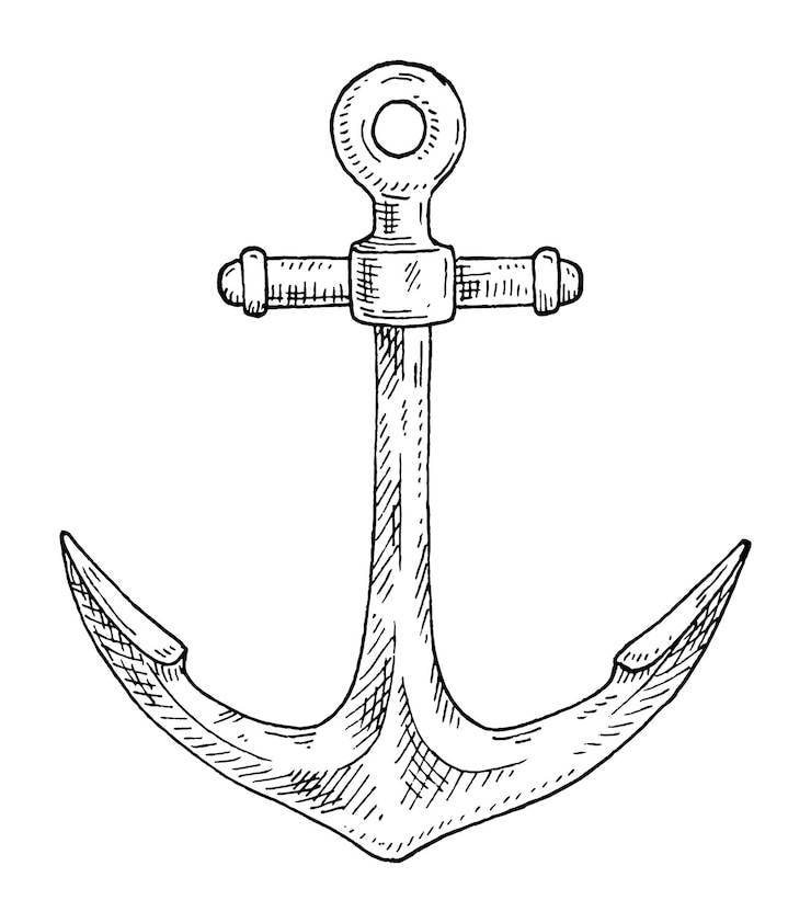 Vektor anker auf weißem hintergrund vintage-vektor-gravur monochrome schwarze illustration