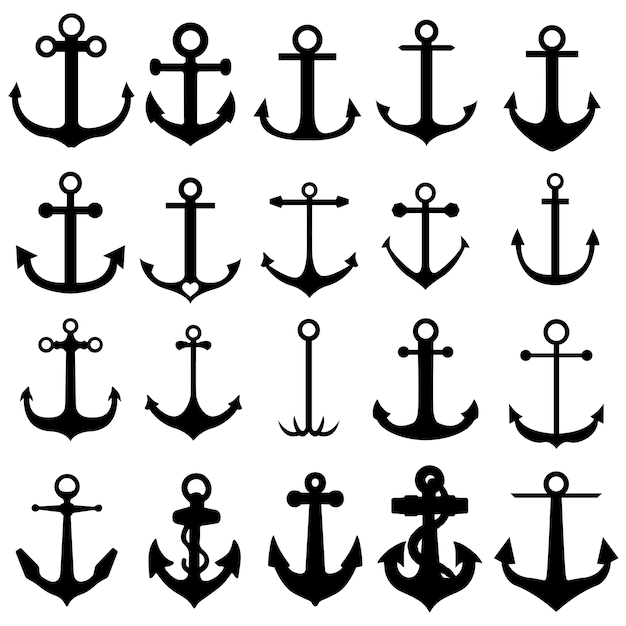 Vektor anker nautischen sport symbol clipart silhouette vektor