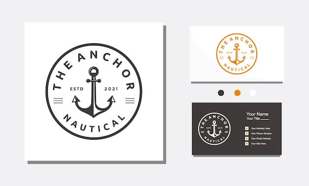 Ankerboot schiff nautischen minimalistischen kreis logo design symbol vektor