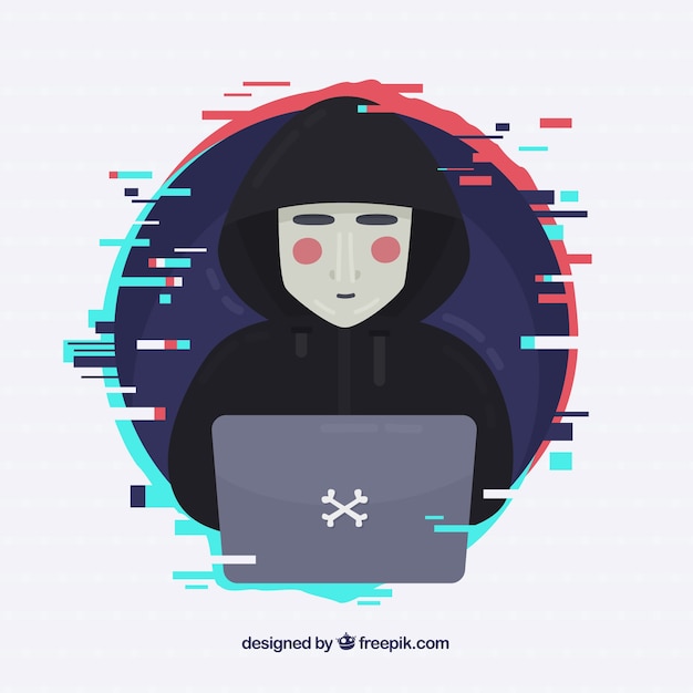 Anonymer Hacker mit flachem Design