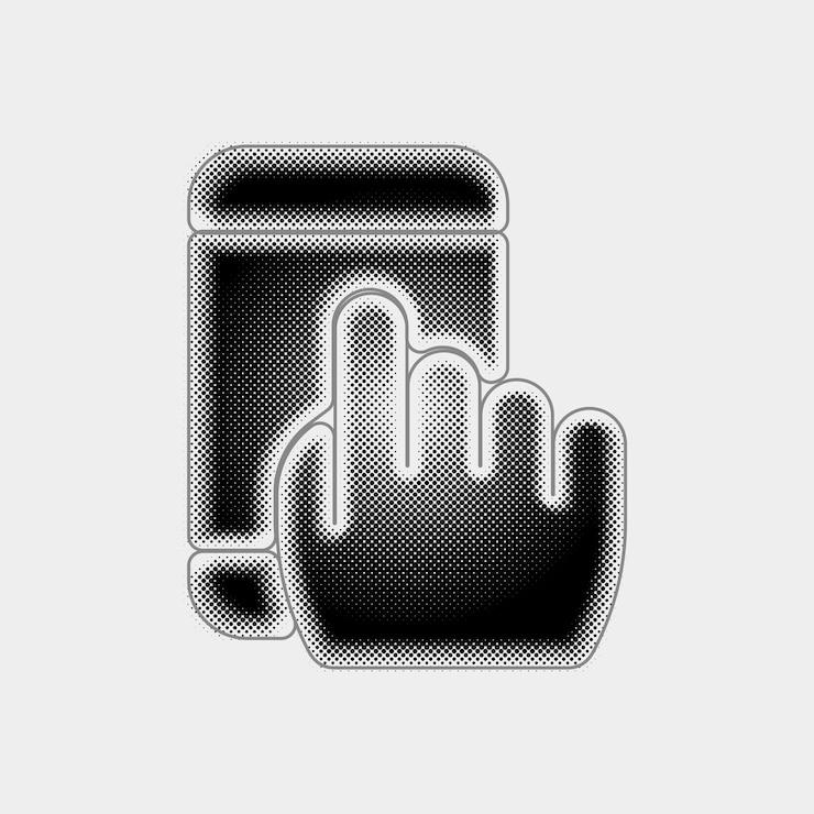 Vektor anpassbares halftone-vektor-mobile-klick-symbol mit schwarzem linien-design