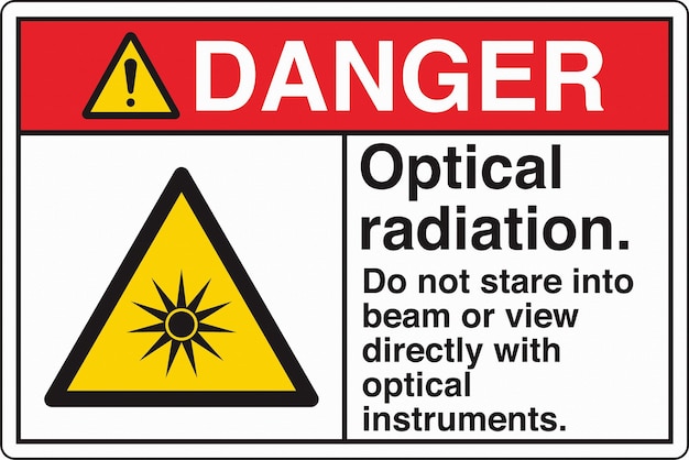 ANSI Z535 Sicherheitszeichen Gefahr optische Strahlung Starr nicht in den Strahl oder schau direkt mit optischen