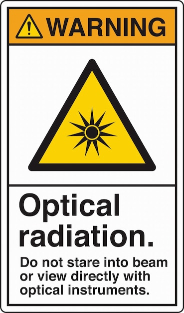 ANSI Z535 Sicherheitszeichen Warnung optische Strahlung Starr nicht in den Strahl oder schau direkt mit optischen