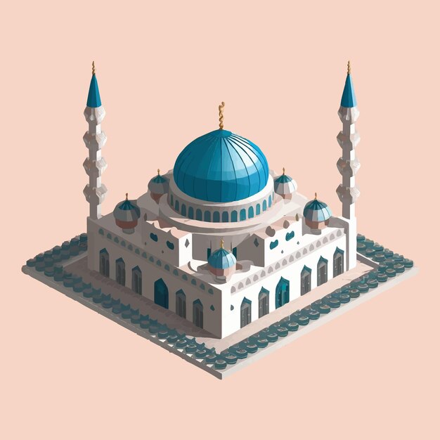 Vektor ansicht der 3d-moschee-vektorillustration