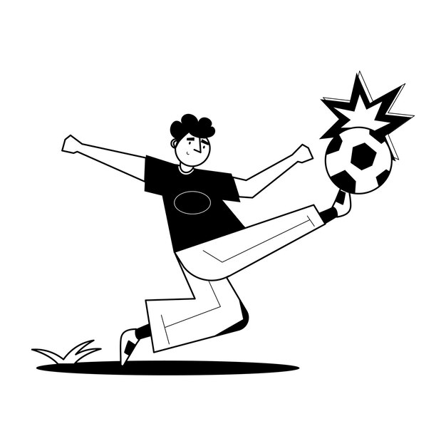 Ansprechende flache illustration eines fußballstoßes