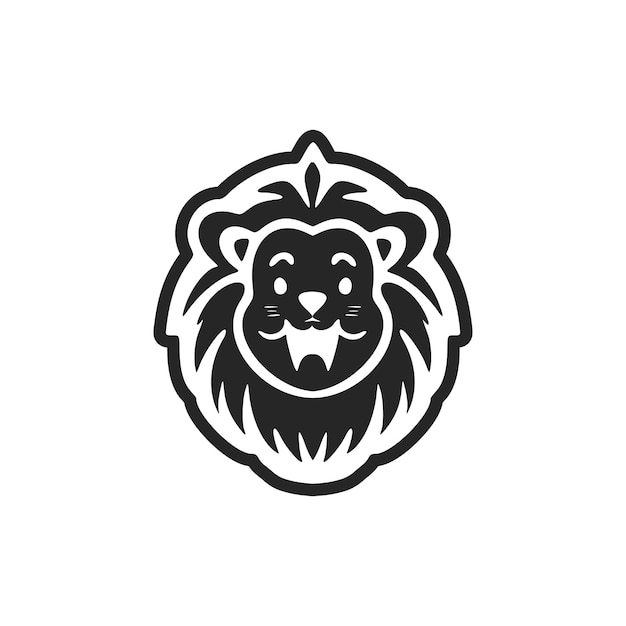 Anspruchsvolles schwarz-weißes süßes Löwenlogo Gut für Unternehmen und Marken
